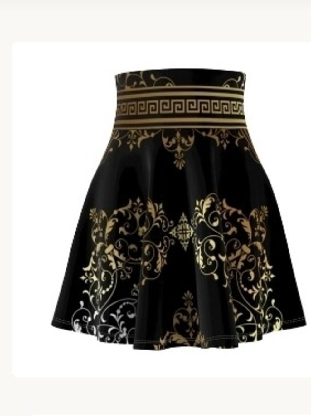 Greek Key Black Gold Ornate Floral Women's